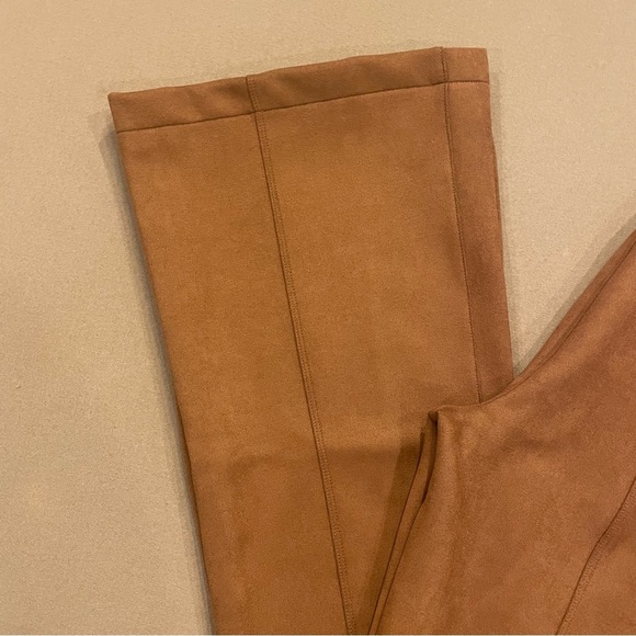 SPANX Faux Suede Pull On Flare Pants Rich Caramel Size Medium New With Tag - Picture 3 of 13